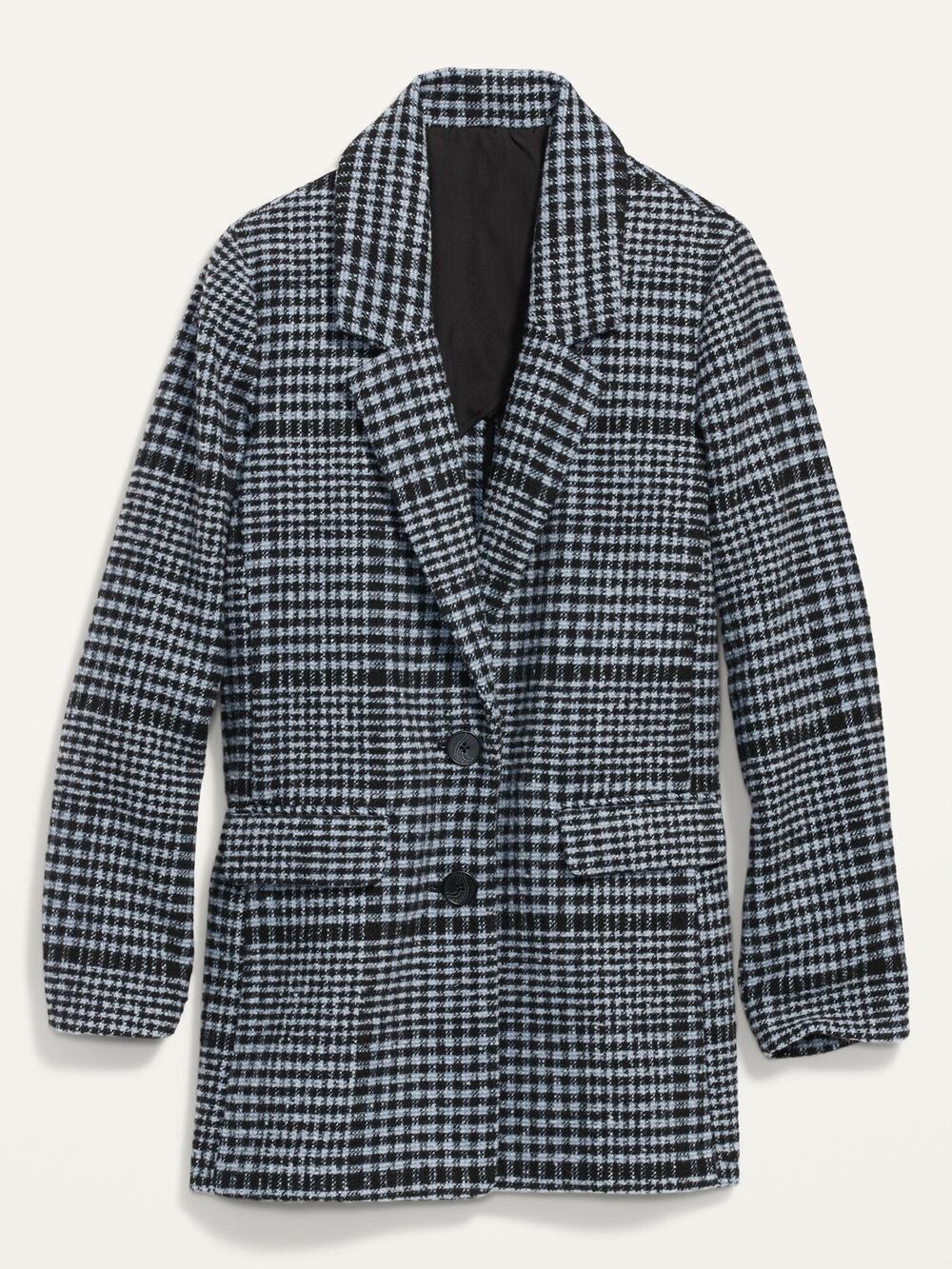 Gap Soft-Brushed Oversized Blazer in Black Plaid - S